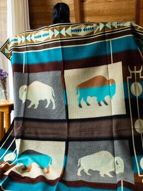Handwoven Queen Alpaca Blanket | Native American Western Southwestern Home Decor